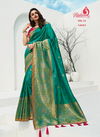 Green Colour Heavy Designer Fancy Wedding Wear Banarsi Silk Printed Sarees Collection 10091